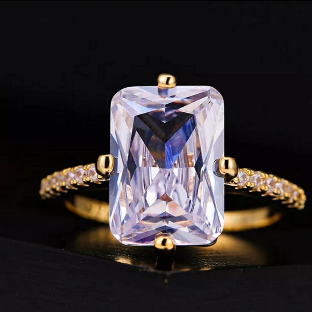 FINAL SALE Gold Emerald White Sapphire Ring